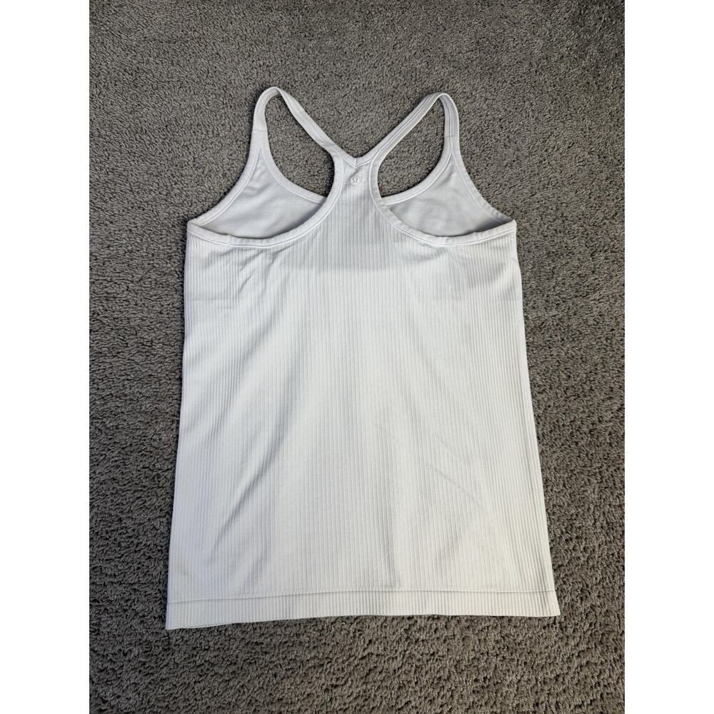 Lululemon Ebb To Street Tank Top Womens 12 White Ribbed B/C Cup Built-In Bra - Picture 4 of 11